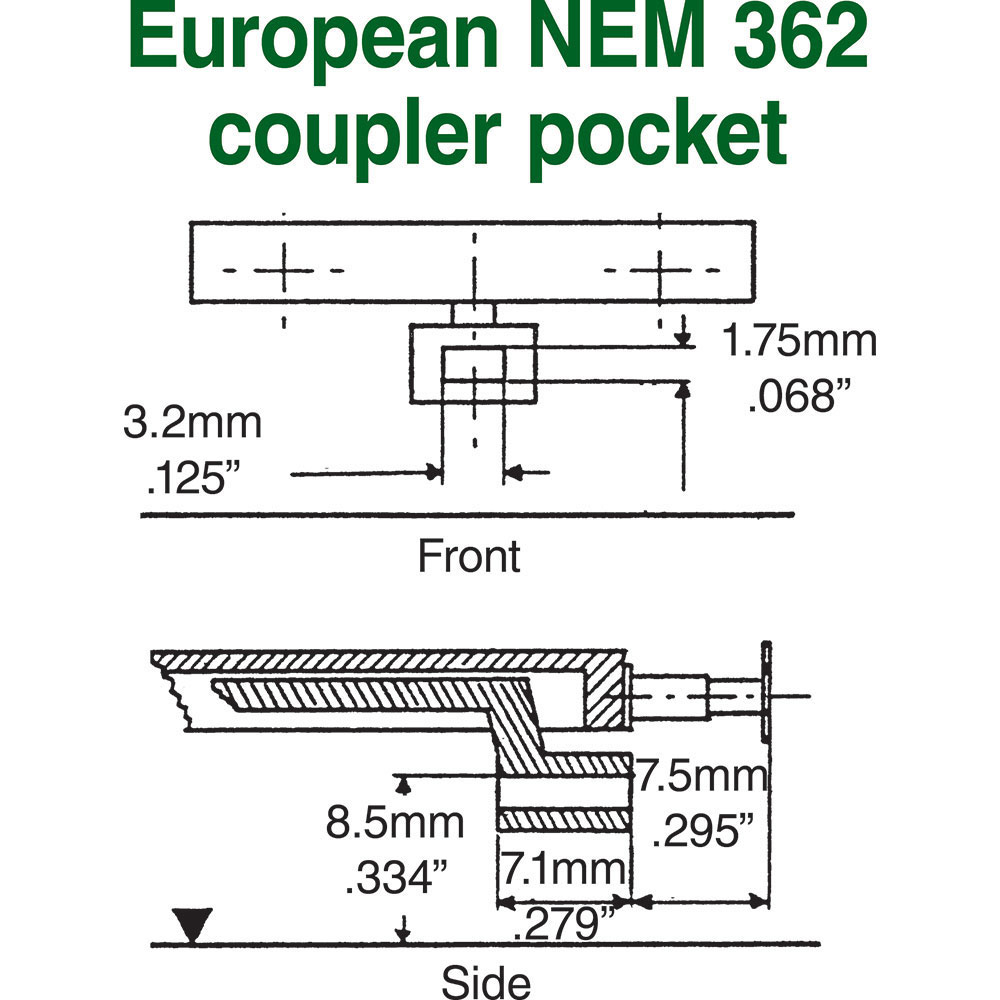 #19 HO Scale NEM 362 European-Style Couplers - Long (10.67mm , .420 inch , 27/64")