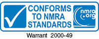 Conforms to NMRA Standards