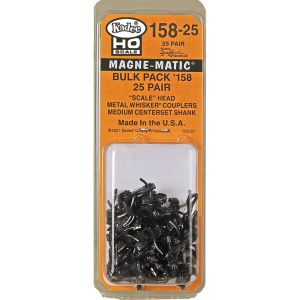 #158-25 HO Scale Bulk Pack - 25 pair #158 Scale Whisker® Metal Couplers - Medium (9/32