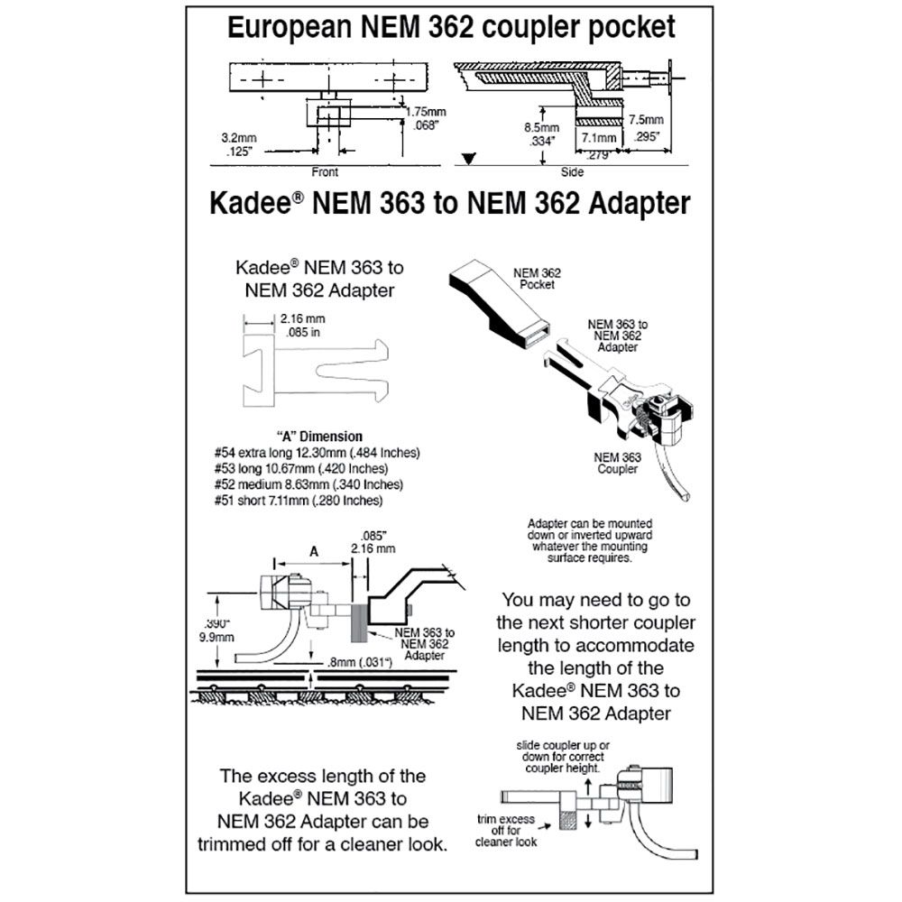 51 HO Scale NEM 363 European-Style Couplers - Short (7.11mm 51 HO Scale NEM 363 European-Style Couplers - Short (7.11mm
