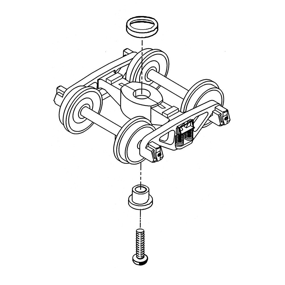 757 O Scale 2 Rail Arch Bar Metal Trucks with 33